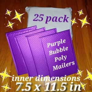 Purple Bubble Poly Mailers - 25 Pack